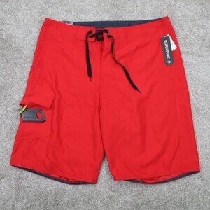 Burnside Board Shorts NWT Adult 34 Red Cargo Polyester 9301 w/9" inseam & Comb